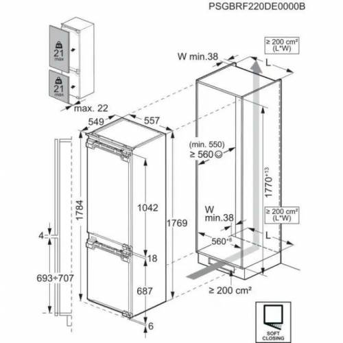 AEG 177 cm įmontuojamas šaldytuvas su šaldikliu \\"No Frost\\" AEG TC8MS181CC 1,020.00