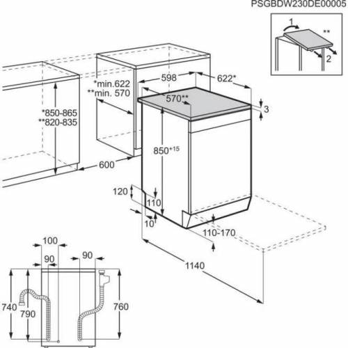 AEG 60 cm pločio laisvai pastatoma baltos spalvos indaplovė AEG GF6100C2SNW 499,00 €