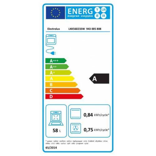 ELECTROLUX 50 cm pločio dujinė viryklė su elektrine orkaite Electrolux LKK560233W 415,00 €