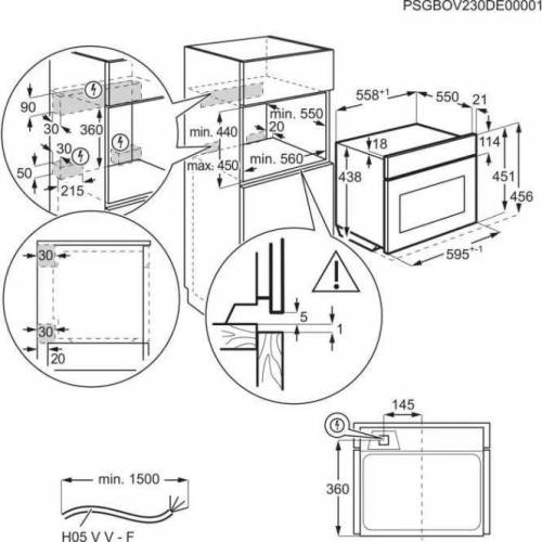 ELECTROLUX Juodos spalvos kompaktinė orkaitė + mikrobangų krosnelė Electrolux LVK7E06GZ 575,00 €