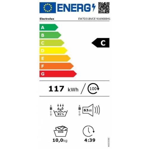 ELECTROLUX Džiovyklė su šilumos siurbliu Electrolux EW7D31BVCE 675,00 €