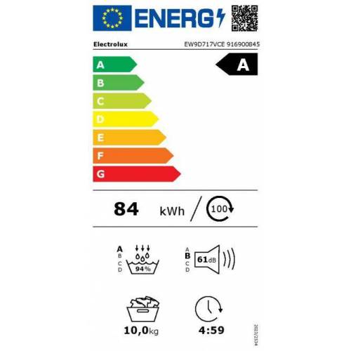 ELECTROLUX Džiovyklė su šilumos siurbliu Electrolux EW9D717VCE 950,00 €