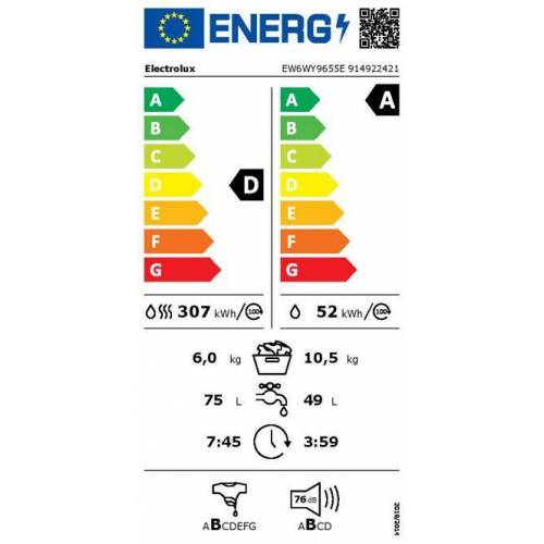 ELECTROLUX Baltos spalvos skalbyklė su džiovinimu Electrolux EW6WY9655E 550,00 €