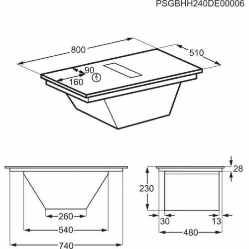 AEG 80 cm pločio indukcinė kaitlentė su integruotu gartraukiu AEG TT84CG33CB 1,500.00