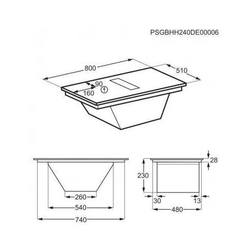 AEG 80 cm pločio indukcinė kaitlentė su integruotu gartraukiu AEG TT84CC13CB 1,250.00